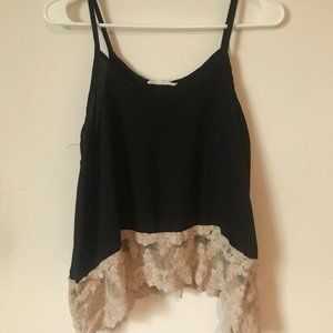 Black Tank Top with White Lace
